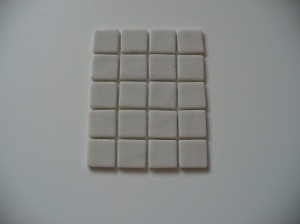 Mozaika szklana biała popielata 2,5x2,5 cm błyszcząca Lisa 25103 Onix - mini plaster