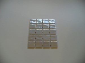 Mozaika szklana biała opalizująca 2,5x2,5 cm błyszcząca, Opalo Blanco Onix - mini plaster 